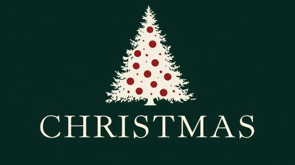 Christmas tree with red ornaments on a dark green background design