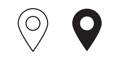 Map Marker Icon. Vector illustration with stroke and fill on a white background.