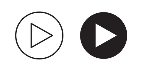 Play Icon. Video Play sign, Play button icons. Vector illustration with stroke and fill on a white background.