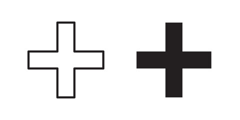Plus Icon. add icon symbol sign. Vector illustration with stroke and fill on a white background. 