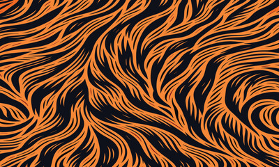 Fototapeta premium Tiger skin pattern illustration vectand with wild animal fur stripes and texture background, ideal fand fabric prints, wallpaper, tile patterns, and creative designs.