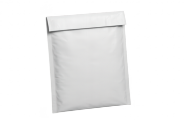 Blank white padded mailer bag for shipping isolated on transparent background