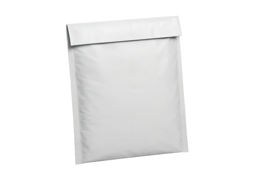 Blank white padded mailer bag for shipping isolated on transparent background