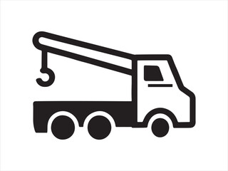 Silhouette of a heavy duty crane truck with an extended boom isolated on transparent background © Creative Fahim