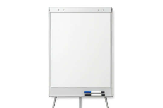 Modern flip chart with blank sheet and markers, transparent background - Powered by Adobe