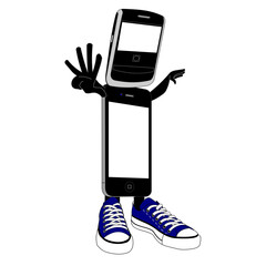 vector character illustration of old mobile phones