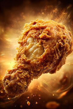 Savor the irresistible crunch and juicy perfection of a golden fried chicken leg, a delectable culinary masterpiece ready to tantalize your taste buds with every bite.