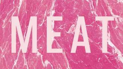 Word meat on pink background symbolizing carnivore diet