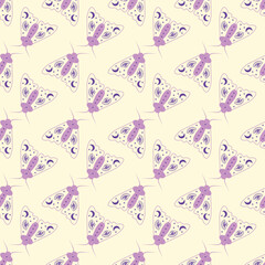 Magic seamless pattern with constellations, sun, moon, magic eyes, clouds and stars. Mystical esoteric background for design