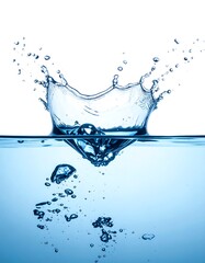 Water splash with ice cubes