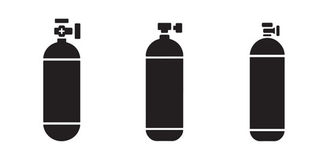 Black oxygen tanks isolated on white background