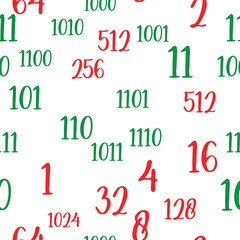 Seamless pattern of decimal code. High-tech futuristic colorful decimal computer code. Programming template