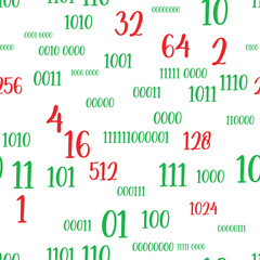 Seamless pattern of decimal code. High-tech futuristic colorful decimal computer code. Programming template