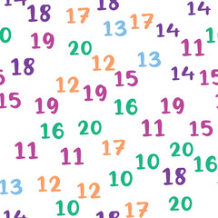 Obraz premium Seamless pattern with beautiful numbers. Ten, twenty, thirty, forty, fifty, sixty, seventy eighty ninety Algebra and geometry
