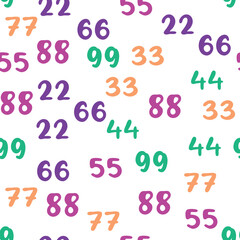 Seamless pattern with beautiful numbers. Ten, twenty, thirty, forty, fifty, sixty, seventy eighty ninety Algebra and geometry