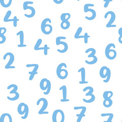 Seamless pattern with beautiful numbers. Ten, twenty, thirty, forty, fifty, sixty, seventy eighty ninety Algebra and geometry