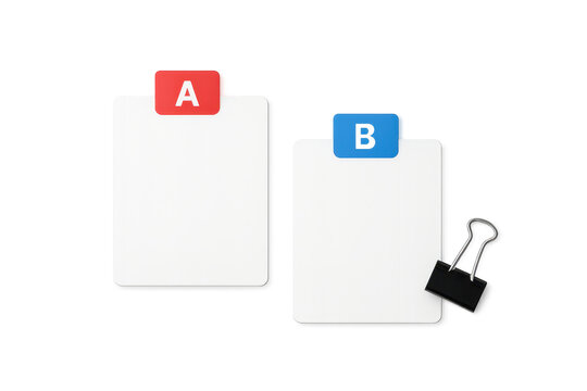 Two white clipboards with letter tabs isolated on a transparent background