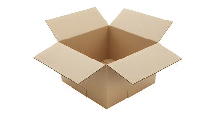 Open cardboard box on black showcases rough paper texture, ideal for packaging mockups, presentations, and digital art backgrounds.