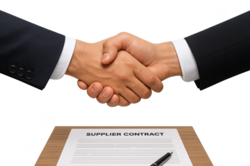 Successful business handshake on transparent background, supplier contract deal