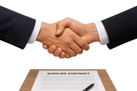 Successful business handshake on transparent background, supplier contract deal