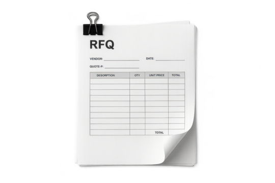Request for Quotation documents isolated on transparent background, RFQ form