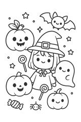 Cute Halloween cartoon monster characters set with funny baby animals and children icon vector illustration