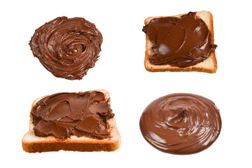 Сhocolate paste sandwich isolated on white background.