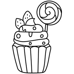cute cupcake cartoon doodle.