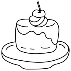 cake with cherries cartoon cute doodle line art