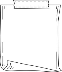 Hand-drawn square paper note with a folded corner showing gentle curve lines and organic sketched outline detail.