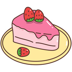 strawberry cake cartoon doodle