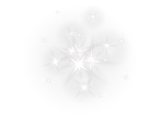 Golden star sun sparkle cluster and glitter light glowing effect with shimmer and bright illumination creating ethereal festive overlay on transparent background