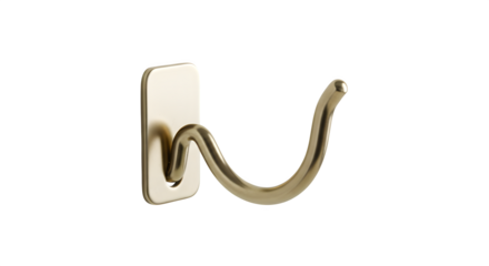 Gold, sleek, minimalistic hook glows against a black backdrop. Ideal for product showcases, home decor displays, or creative visual content.