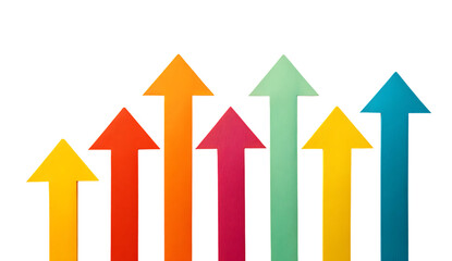 Colorful Arrow Icons Moving Up Representing Positive Trend and Success PNG