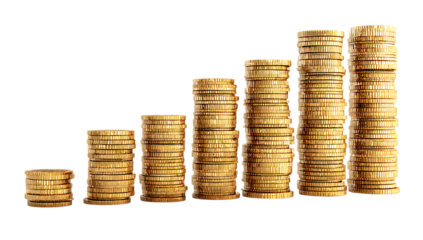 Gold Coins with Plants Growing Representing Eco Investment and Wealth Growth