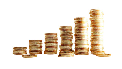 Stacked Gold Coins Forming Rising Financial Graph Isolated PNG