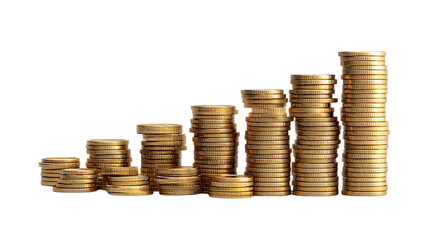 Stacked Gold Coins with Seedlings Symbolizing Financial Growth and Savings Concept