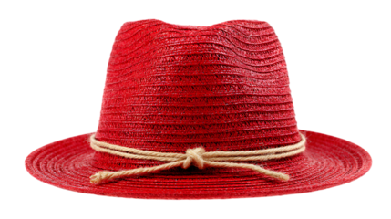 Red straw hat