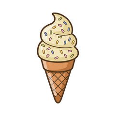 Delicious vanilla ice cream cone with sprinkles a sweet treat for everyone