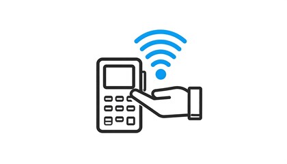 Wireless payment, hand touching POS terminal