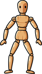 Wooden artist mannequin figure standing in neutral pose for drawing and sketching reference vector illustration 