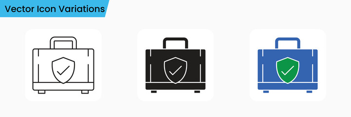 Obraz premium Briefcase Security Icon Set Outline, Solid, and Color Variations for Business and UI Design