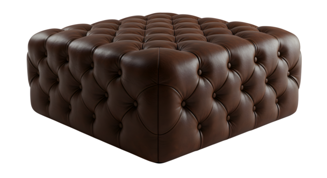 Brown, tufted leather texture reflects studio lighting.  Creates elegant product staging, luxurious branding mockups, and upscale presentations.
