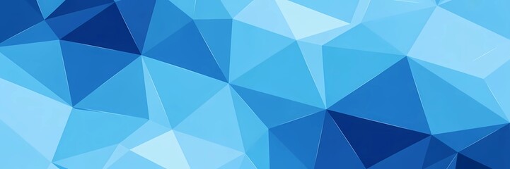 Obraz premium Modern abstract design featuring a mosaic of blue triangular shapes in varying shades, creating depth, dimension, and a textured visual effect.