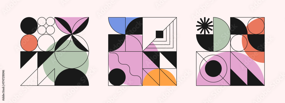 Wall mural abstract modular pattern designs.bold geometric compositions