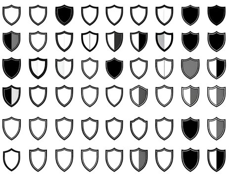 Shield icons in various color and gray-scale combinations