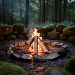 bonfire in the forest