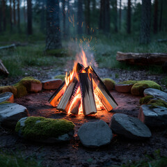 campfire in forest