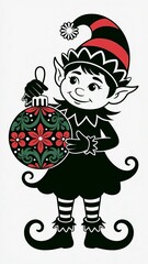 elf with christmas ball vector 