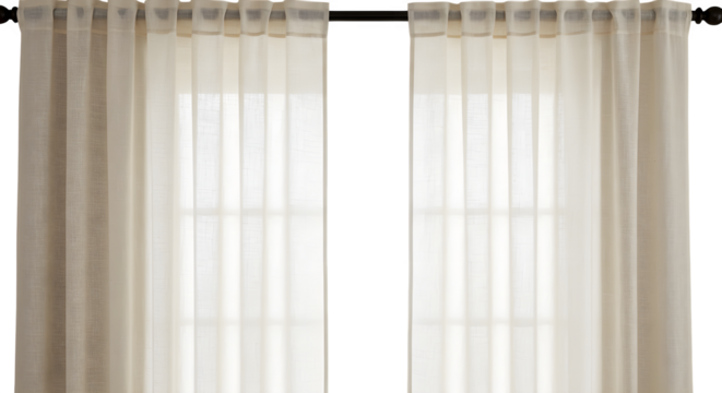 Beige linen curtains create a light and airy texture. The soft lighting offers a modern backdrop for interior design, product staging, or lifestyle photography.